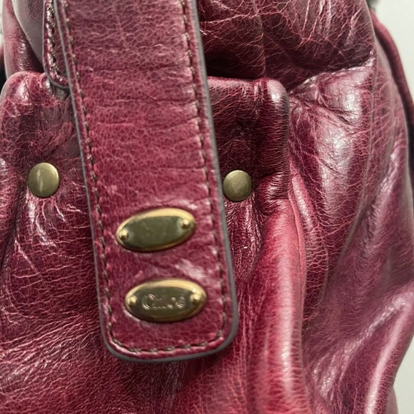 CHLOE Plum Lambskin Leather Heloise Large Satchel Bag - Picture 9 of 10